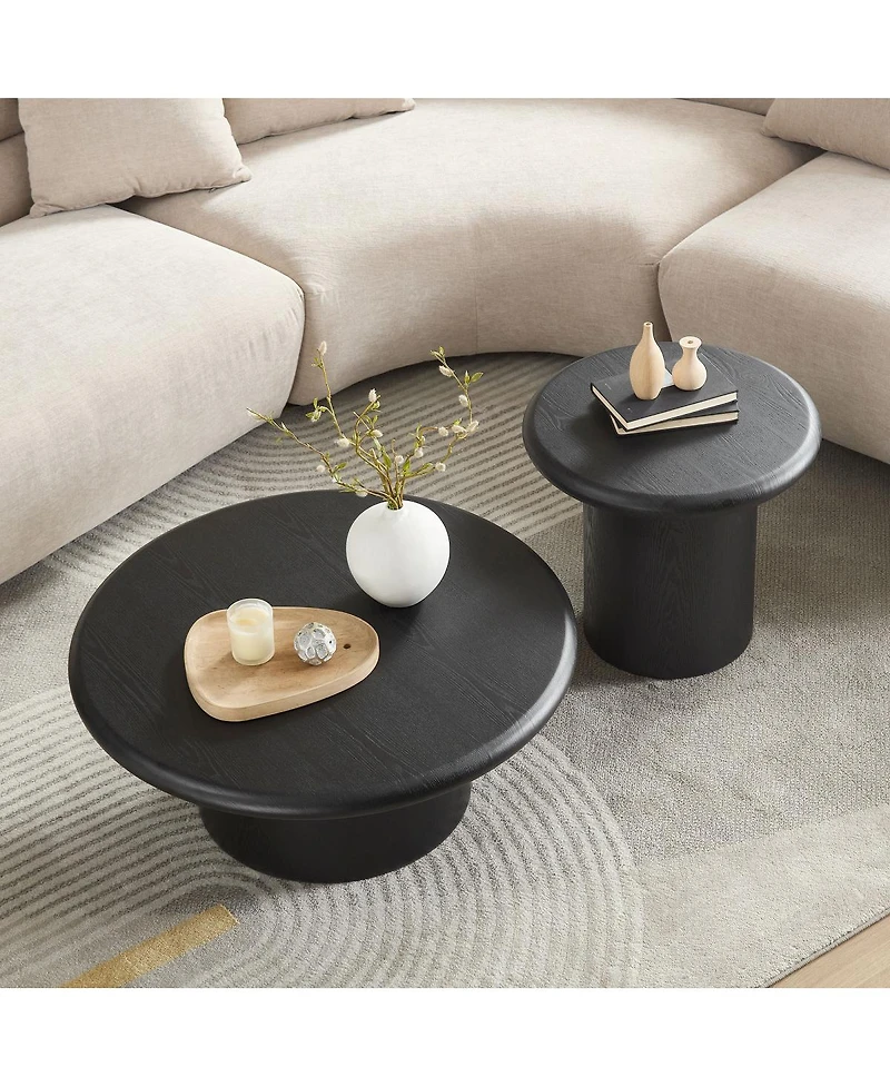 Streamdale Furniture Modern 2-Pc Round Coffee Table Set