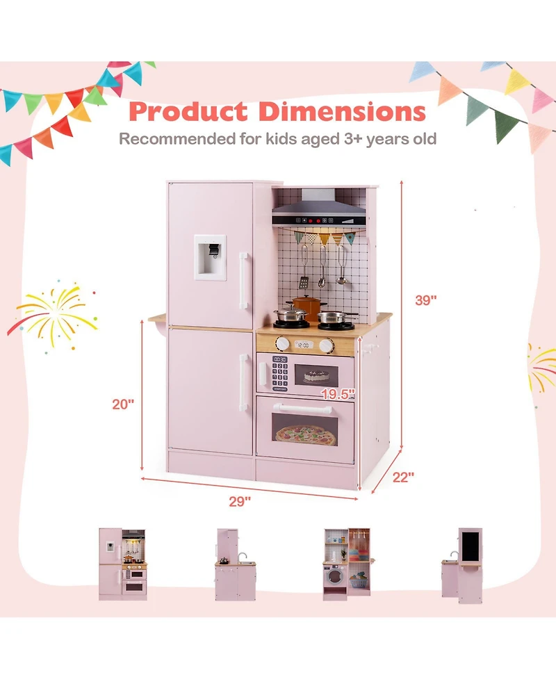 Slickblue Kids Corner Play Kitchen with Realistic Lights and Sounds