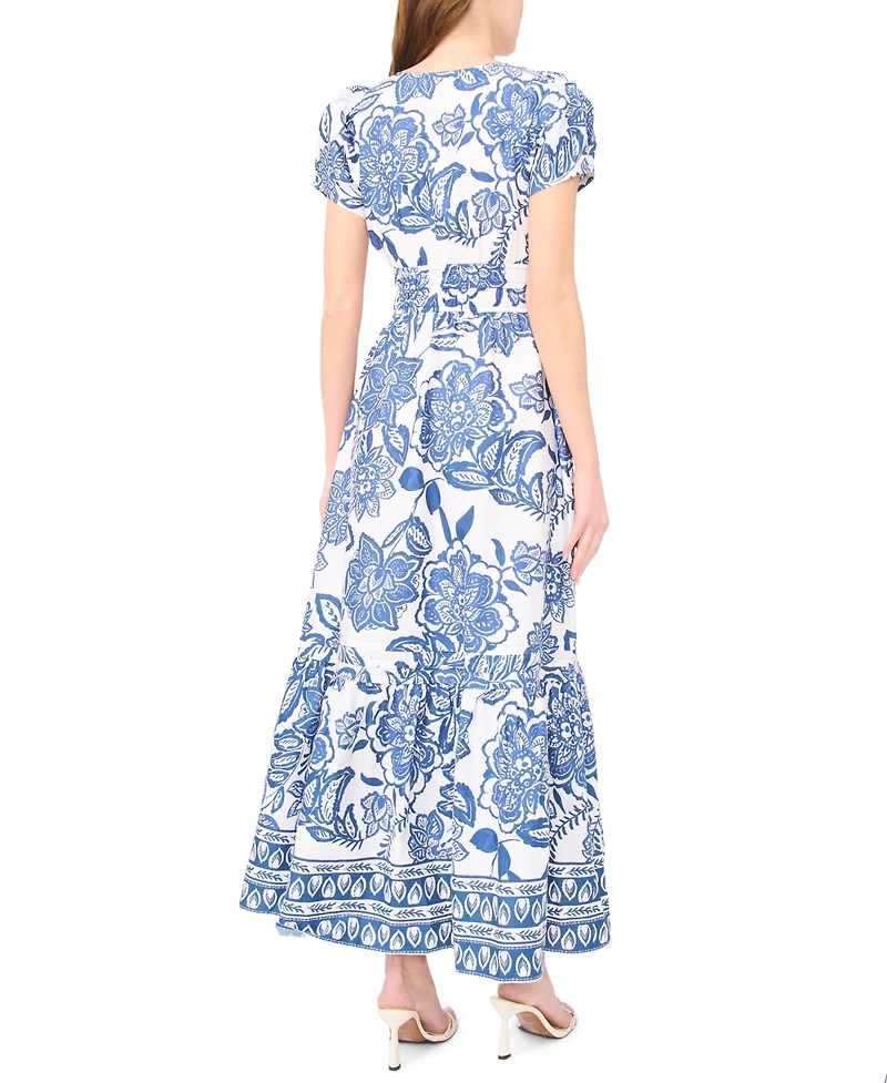 Msk Women's Short-Sleeve V-Neck Maxi Dress