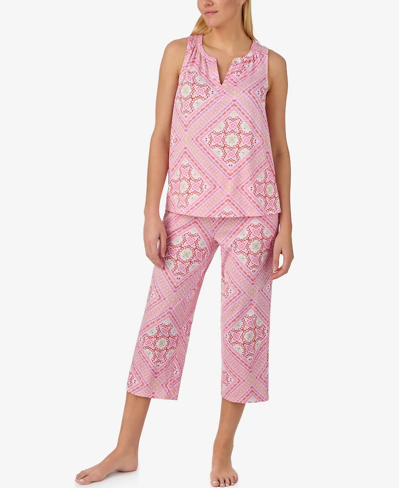 Ellen Tracy Women's Sleeveless Top & Cropped Pajama Pants, 2-Piece Set