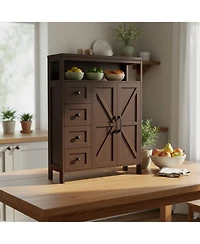 Yigii Farmhouse Storage Cabinet 2 Doors Shelves Rustic Buffet Sideboard for Kitchen Living Room Bathroom