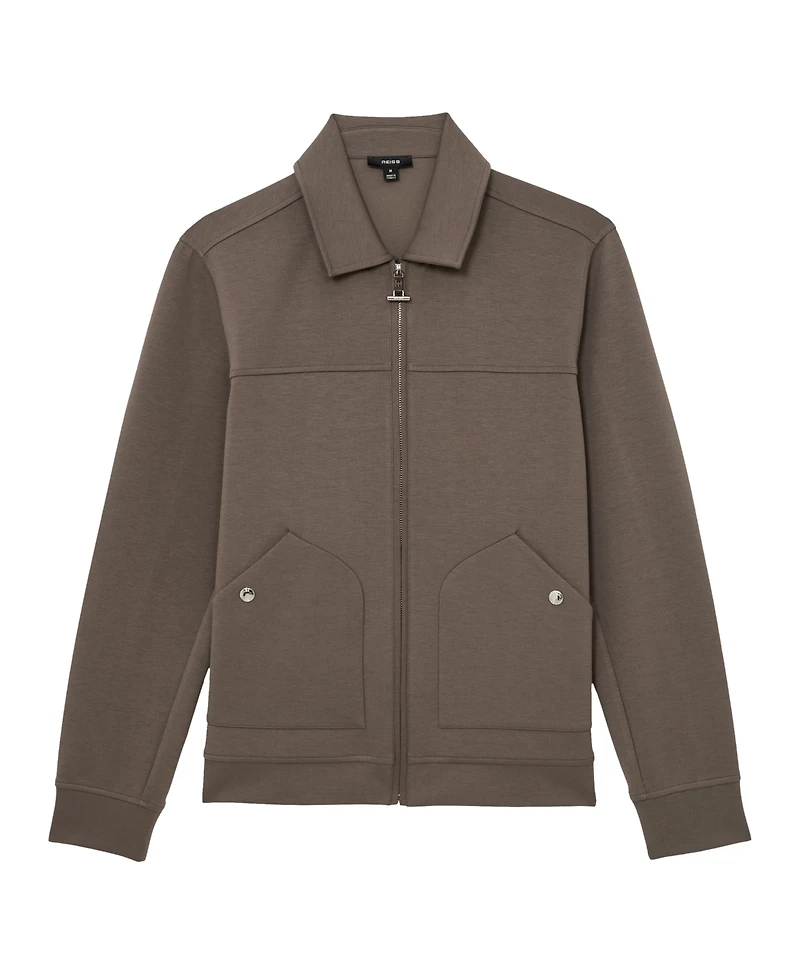 Reiss Men's Premium Interlock Zip-Through Overshirt