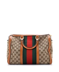 Pre-Owned Gucci Medium Vintage Web Boston Bag Gg Canvas