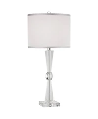 Vienna Full Spectrum Linley Modern Table Lamp Art Deco 29" Tall Faceted Crystal Column Drum Shade for Bedroom Living Room Bedside Nightstand Kids