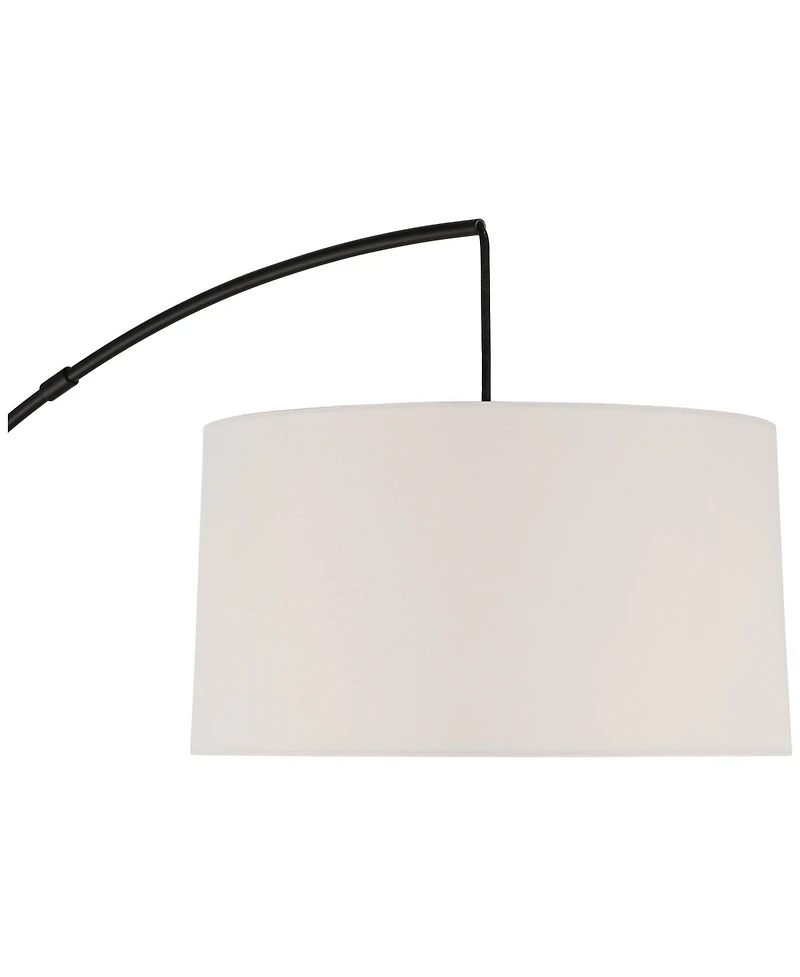 360 Lighting Cora Modern Arc Floor Lamp with Riser 76 1/2" Tall Metal Linen Drum Shade for Living Room Reading Bedroom Office House Home