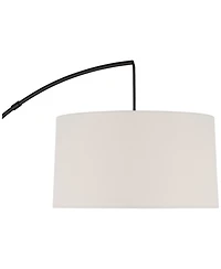360 Lighting Cora Modern Arc Floor Lamp with Riser 76 1/2" Tall Metal Linen Drum Shade for Living Room Reading Bedroom Office House Home