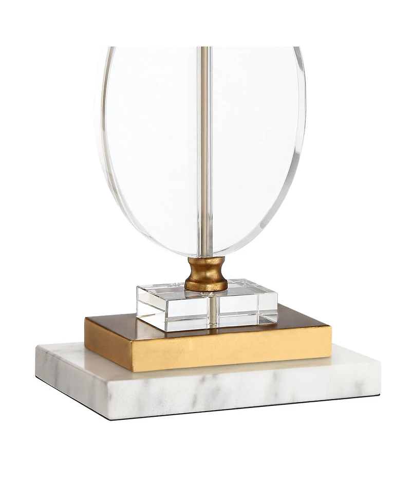 Vienna Full Spectrum Valerie Modern Table Lamp with Riser 28" Tall Clear Crystal Fabric Shade for Bedroom Living Room Bedside Nightstand Office