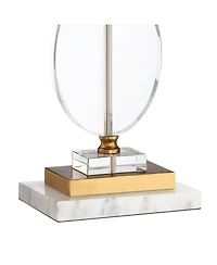 Vienna Full Spectrum Valerie Modern Table Lamp with Riser 28" Tall Clear Crystal Fabric Shade for Bedroom Living Room Bedside Nightstand Office