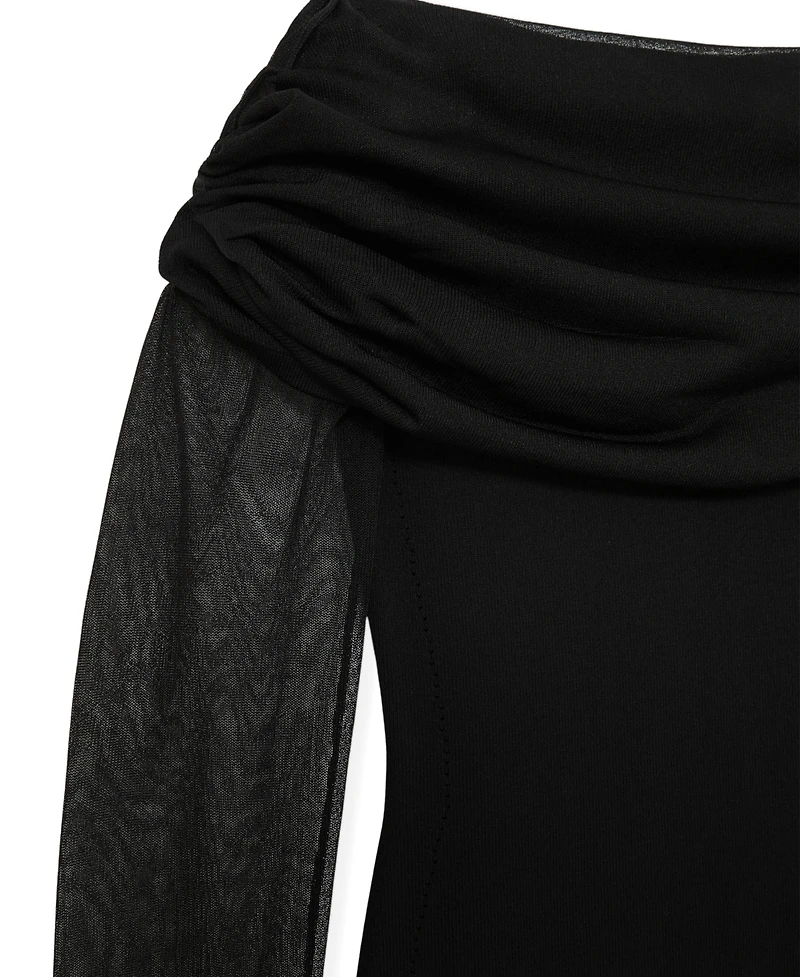 Reiss Women's Sheer-Sleeve Knit Midi Dress