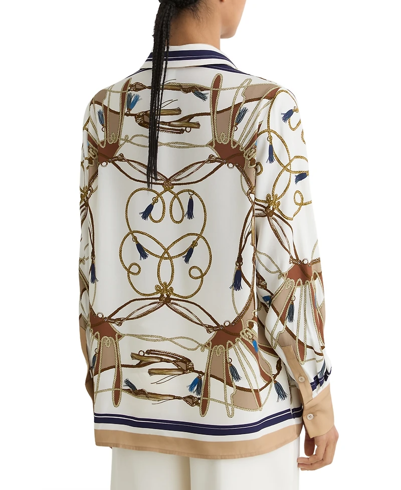 Reiss Women's Ellis Foulard-Print Concealed-Placket Shirt