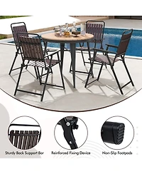 Sugift 4 pcs Patio Folding Chairs with Pp Seat and Back and 400 Lbs Heavy-Duty Metal Frame