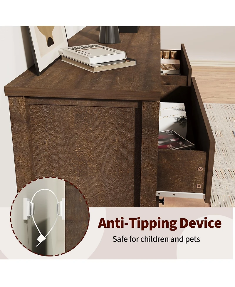 gaomon Drawer Dresser for Bedroom, Wide Fluted Chest of Drawers, Modern Wooden Storage Cabinet