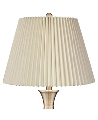 Regency Hill Becky Traditional Table Lamps 24 3/4" High Set of 2 Antique Brass Metal Linen Pleat Shade for Bedroom Living Room Bedside Office