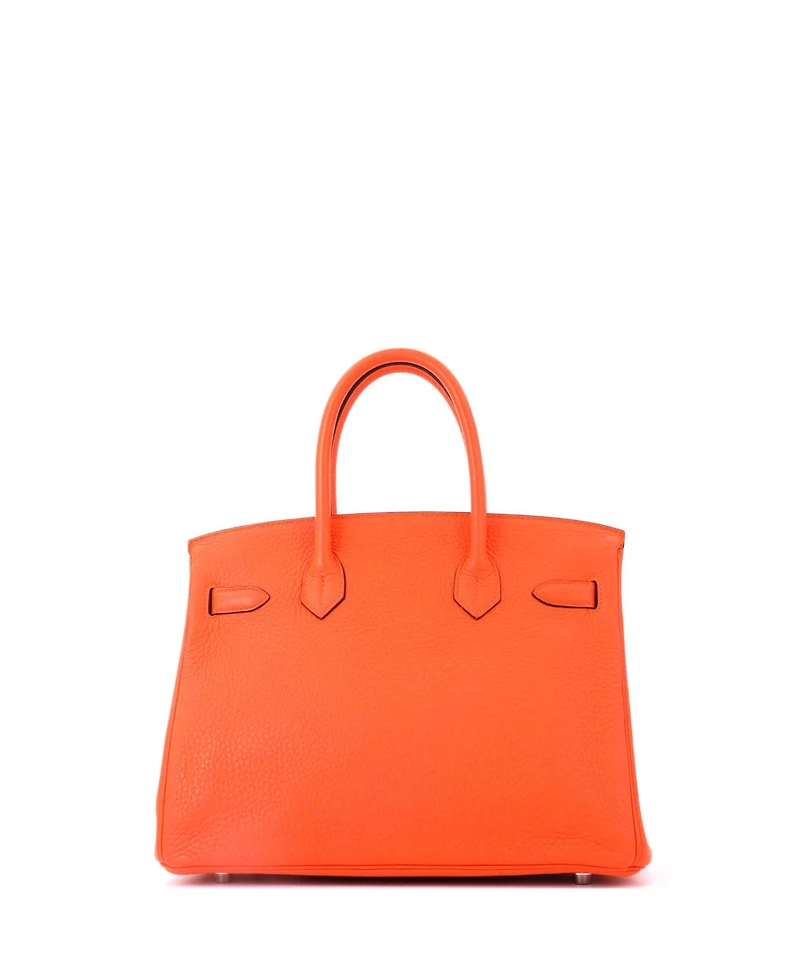 Pre-Owned HERMES Birkin 30 Handbag Orange Clemence with Palladium Hardware