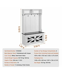 Gouun 42 Inch Hall Tree with Bench Shoe Storage Hooks and Led Light