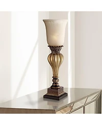 Regency Hill Traditional Accent Table Lamp 23 1/4" High Gold Uplight Alabaster Glass Shade for Bedroom Living Room Nightstand