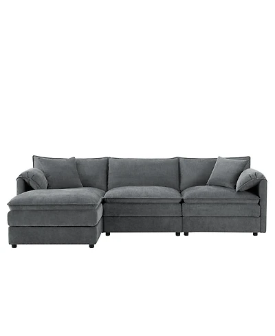 Clihome 103" Chenille Modular Sectional Sofa with Deep and Wide Seat,L Shaped Cloud Couch Set with Double Cushions,4 Seat Sofa with Movable Ottoman
