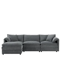 Clihome 103" Chenille Modular Sectional Sofa with Deep and Wide Seat,L Shaped Cloud Couch Set with Double Cushions,4 Seat Sofa with Movable Ottoman