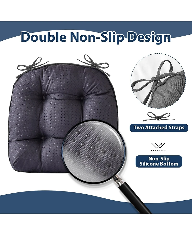 Gnuadz 4-pack Chair Cushions Dining Kitchen Indoor Ties Tufted Foam Non Slip