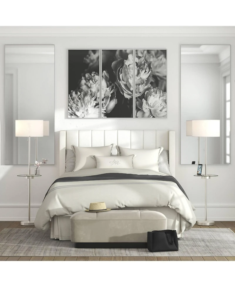 360 Lighting Caper Modern Floor Lamps with Tray Table 60 1/2" Tall Set of 2 Usb and Outlet Fabric Drum Shade for Living Room