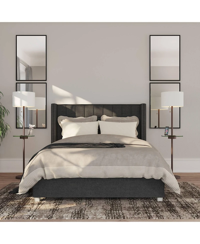 360 Lighting Caper Modern Floor Lamps with Tray Table 60 1/2" Tall Set of 2 Bronze Usb and Outlet Drum Shade for Living Room Bedroom