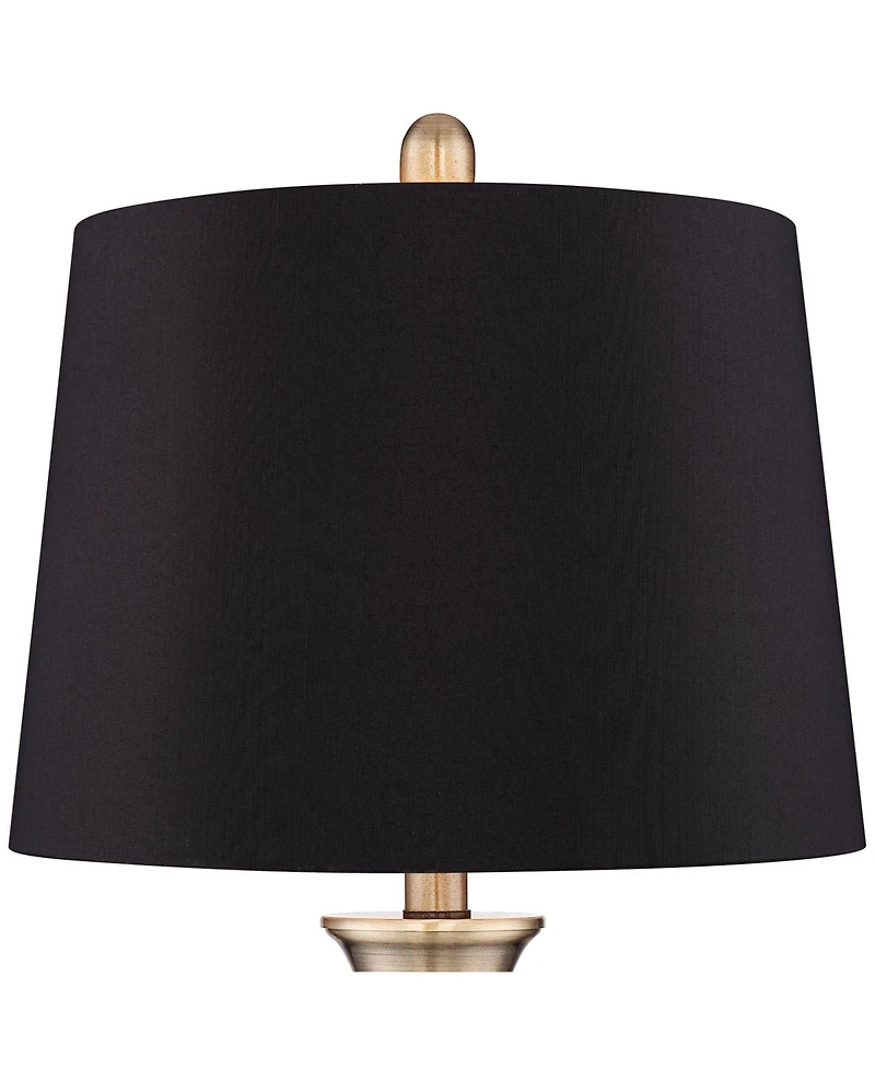 Regency Hill Becky Traditional Table Lamps 24 3/4" High Set of 2 Antique Brass Faux Silk Drum Shade for Bedroom Living Room Bedside Nightstand