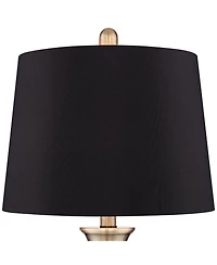 Regency Hill Becky Traditional Table Lamps 24 3/4" High Set of 2 Antique Brass Faux Silk Drum Shade for Bedroom Living Room Bedside Nightstand