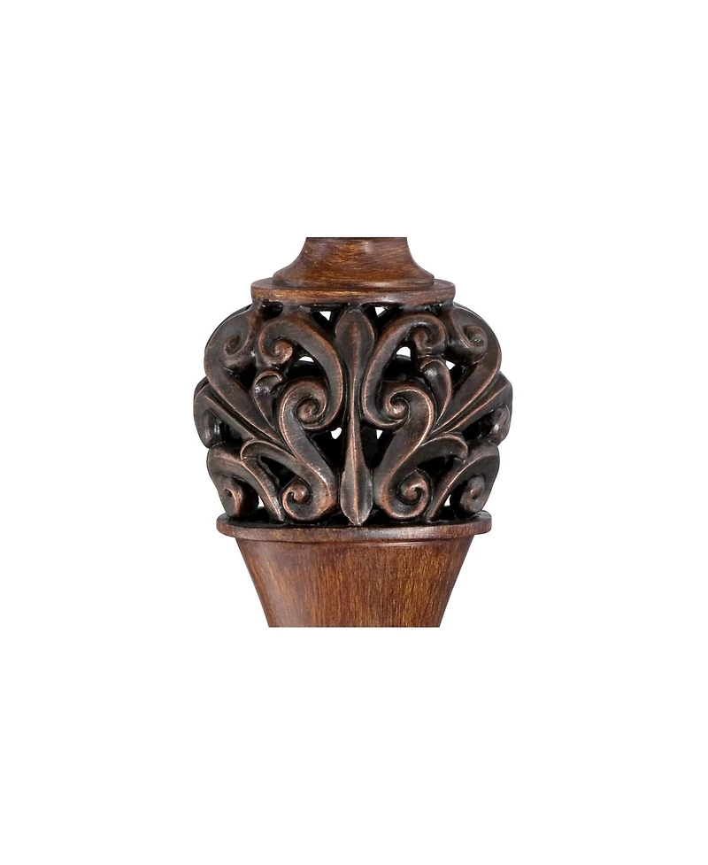 Regency Hill Exeter 30 Tall Large Traditional End Table Lamps Set of 2 WiFi Smart Socket Wood-Tone Finish Living Room Bedroom