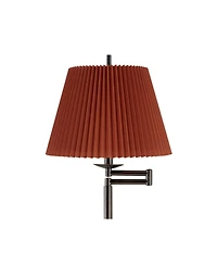 360 Lighting Modern 60" Tall Standing Floor Lamp Skinny Adjustable Swing Arm Metal Finish Pleated Rust Shade