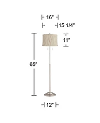 360 Lighting Abba Modern 65" Tall Standing Floor Lamp Twin Pull Chain Silver Metal Brushed Steel Finish