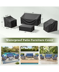 Gymojoy Outdoor Furniture Cover Waterproof, 4 Piece Patio Set for Outside Couch, Lawn Chairs, Coffee Table,Windproof with Buckle Strap