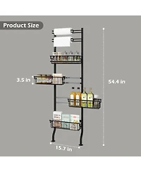 Yigii 6-tier Slim Corner Shelf Spice Rack with Pull-Out Baskets Narrow Storage Organizer for Kitchen Bathroom