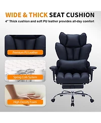 Gaomon 400 lbs Big And Tall Office Chair with Footrest, Executive Leather Ergonomic Desk Chair, Wide Seat Gaming Chair