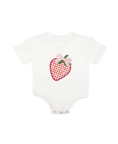 Sweet Wink Baby Girls Strawberry Patchwork Short Sleeve Romper