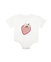 Sweet Wink Baby Girls Strawberry Patchwork Short Sleeve Romper