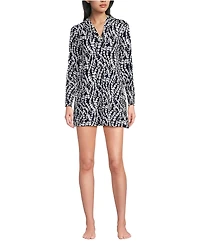 Lands' End Women's Long SunShade Upf 50 Hooded Mini Swim Cover-Up Dress