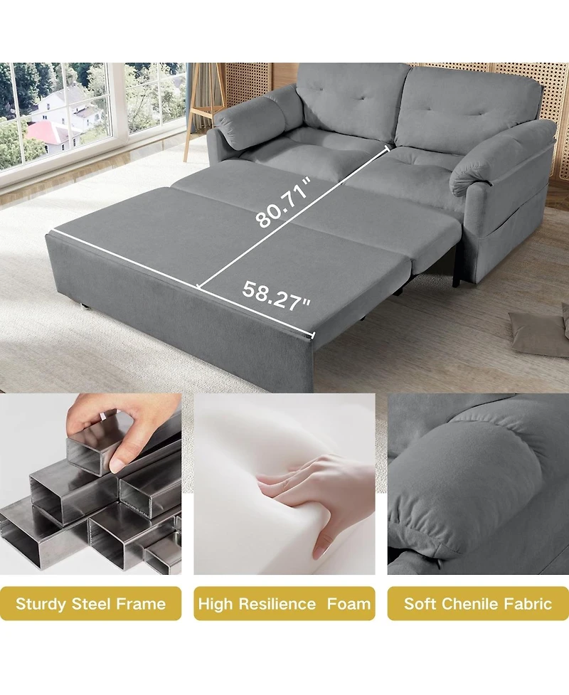 Streamdale Furniture Convertible Pull-Out Queen Sleeper Sofa with Storage & Casters