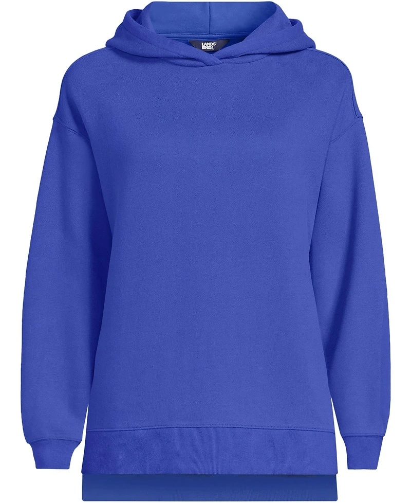 Lands' End Women's Long Sleeve Serious Sweats Hooded Tunic Sweatshirt
