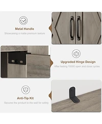 gaomon 68.7" 5-Tier Farmhouse Wooden Bookcase with Cabinet Doors, Bookshelf for Home and Bedroom