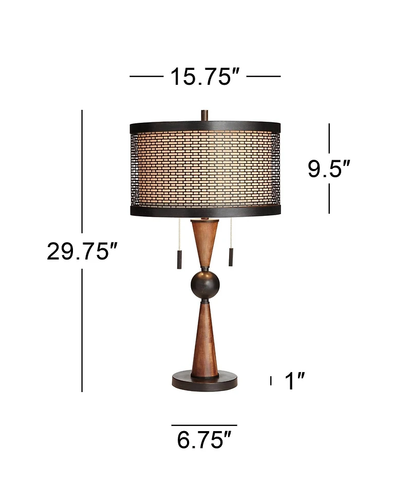 Franklin Iron Works Hunter Rustic Farmhouse Table Lamp with Table Top Dimmer 29 3/4" Tall