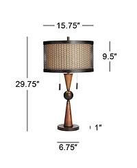 Franklin Iron Works Hunter Rustic Farmhouse Table Lamp with Table Top Dimmer 29 3/4" Tall