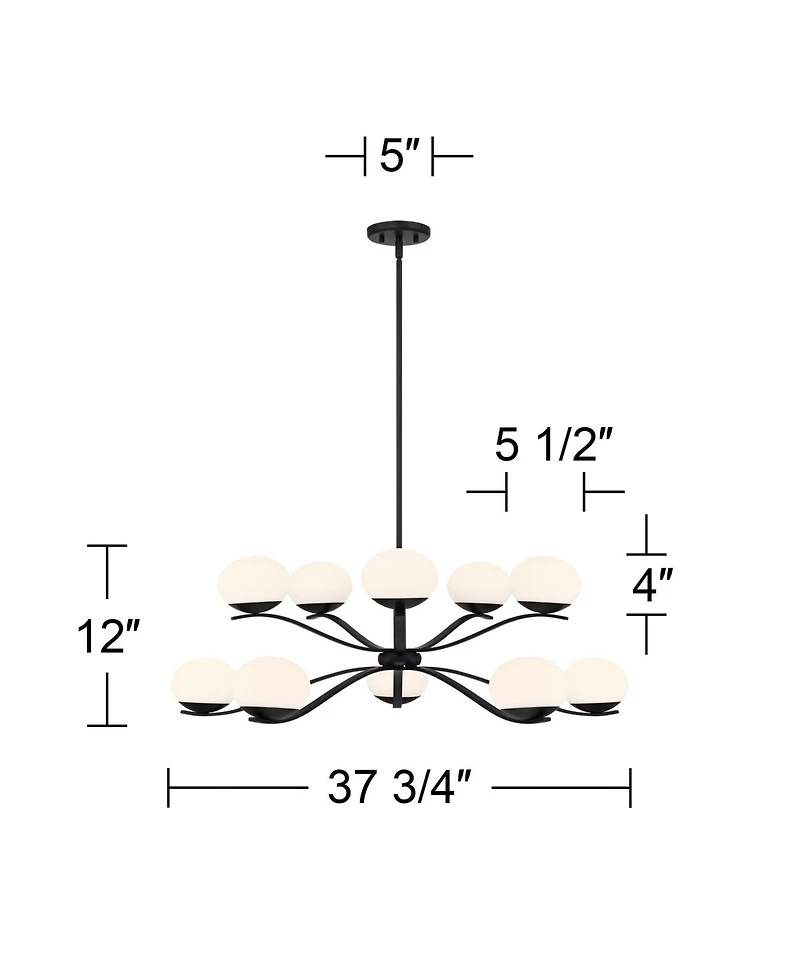 Possini Euro Design Corus Matte Chandelier 37 3/4" Wide Modern Tiered Led Glass 6-Light Fixture for Dining Room House