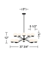 Possini Euro Design Corus Matte Chandelier 37 3/4" Wide Modern Tiered Led Glass 6-Light Fixture for Dining Room House