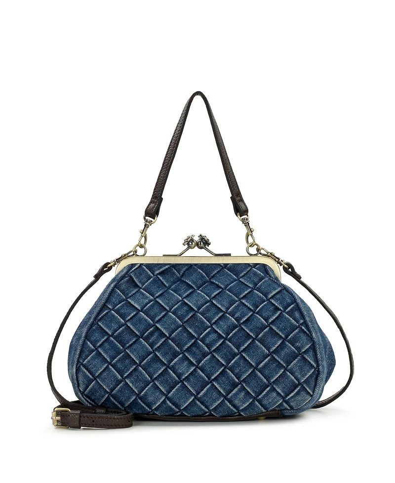 Patricia Nash Tabby Washed Woven Denim Frame Crossbody Bag