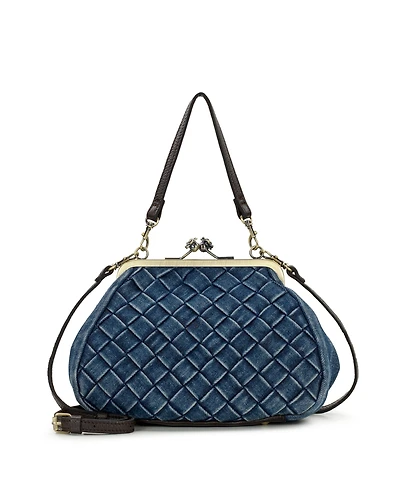 Patricia Nash Tabby Washed Woven Denim Frame Crossbody Bag