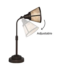 Regency Hill Malta 18 1/2" High Small Farmhouse Rustic Desk Lamps Set of 2 Adjustable Satin Bronze Finish Home Office