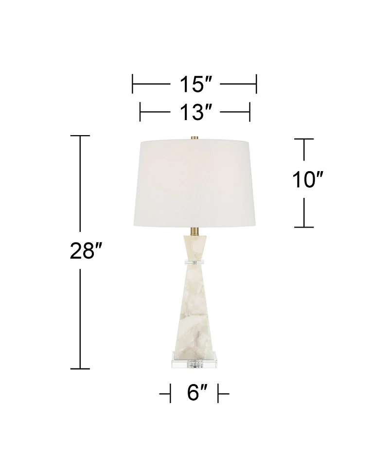 Possini Euro Design Marcy " Tall Modern Glam Table Lamp White Finish Alabaster Single Shade Living Room Bedroom Bedside