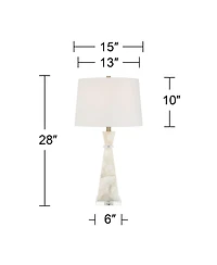 Possini Euro Design Marcy " Tall Modern Glam Table Lamp White Finish Alabaster Single Shade Living Room Bedroom Bedside
