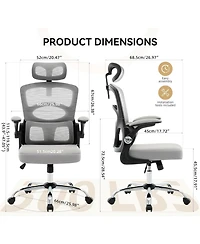 gaomon Office Chair Ergonomic Desk Chair,Home Mesh Office Desk Chair with Wheels,High-Back Computer Gaming Chair with Adjustable Headrest