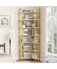 gaomon 86" Tall 7-Tier Industrial L-Shaped Corner Bookshelf